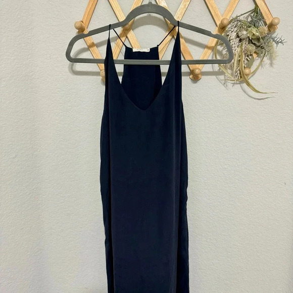 6397 Black Silk Blend Midi Slit Slip Dress XS - Picture 2 of 7